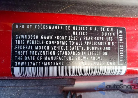 2015 Volkswagen Beetle 1.8T from USA, damaged, VIN 3VWF17AT1FM619542